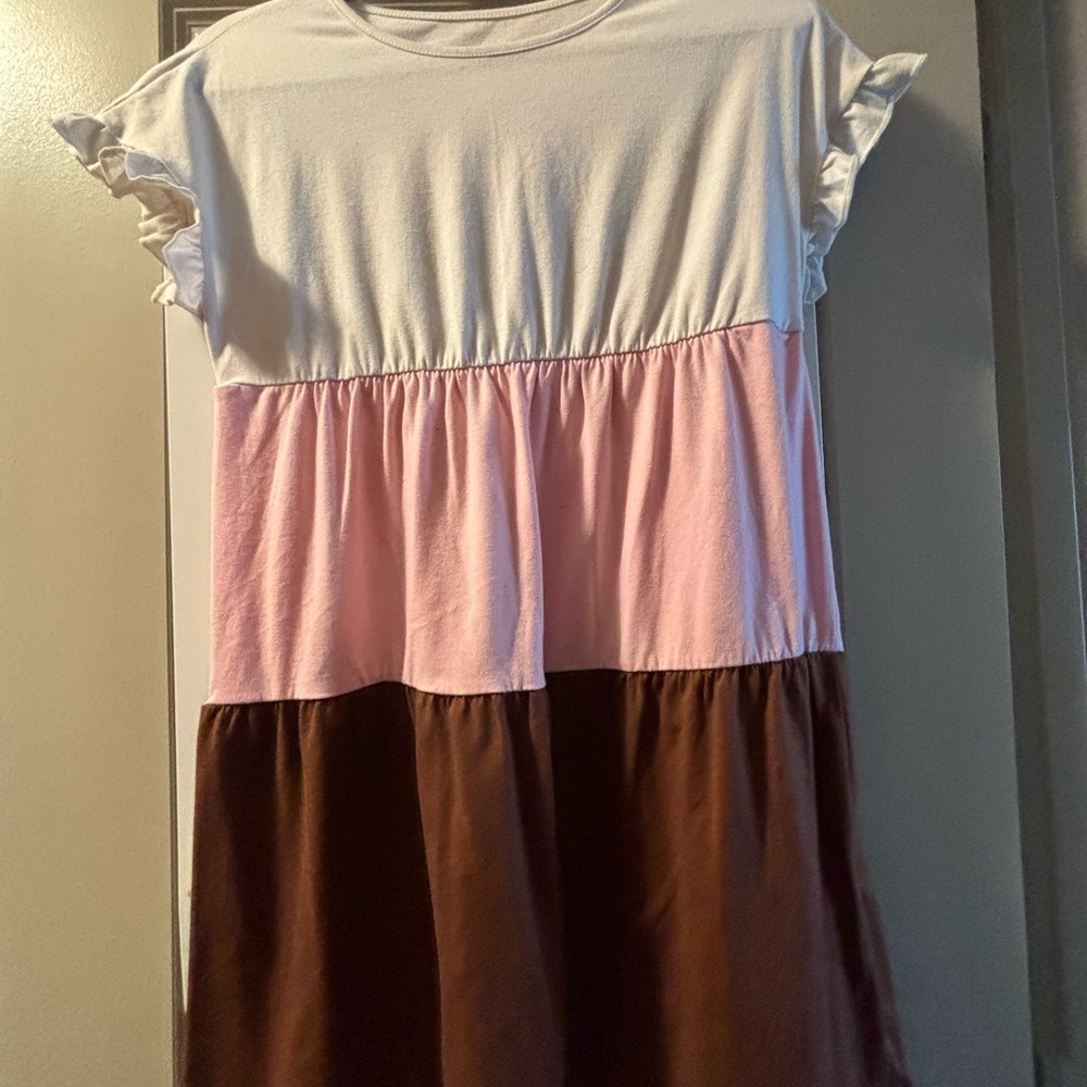 Charming Pink and Brown Kids Dress